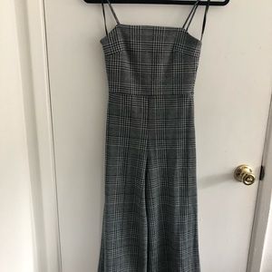 Houndstooth/ plaid black and white jumpsuit